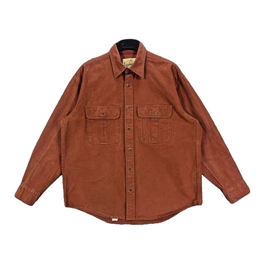 Cabela's Deerskin Soft Chamois Shirt Heavyweight Cotton Work Flannel L Reg Rust